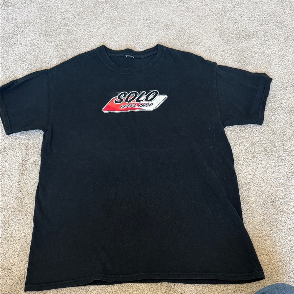 Gildan Black Short Sleeve Tee with Red & White Solo Speed Shop Logo